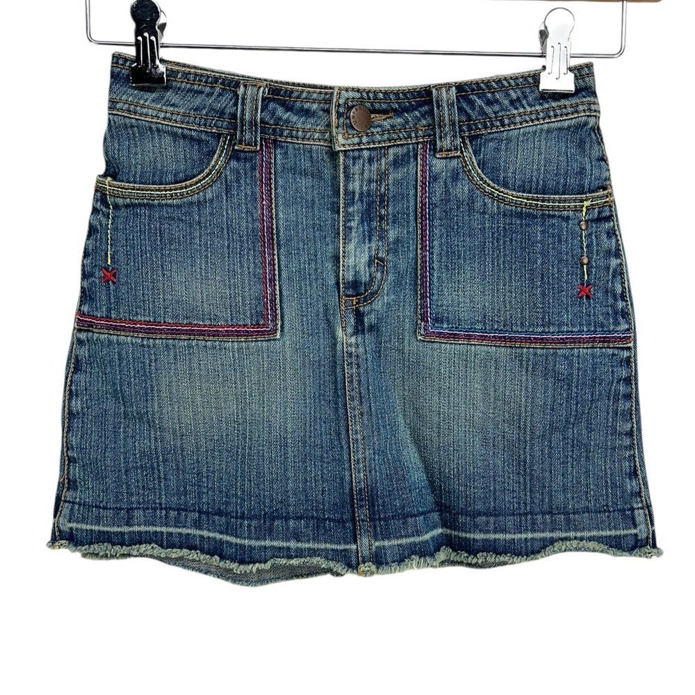 Nickelodeon Unfabulous! Distressed Denim Embroided Y2K Skirt Girls 10